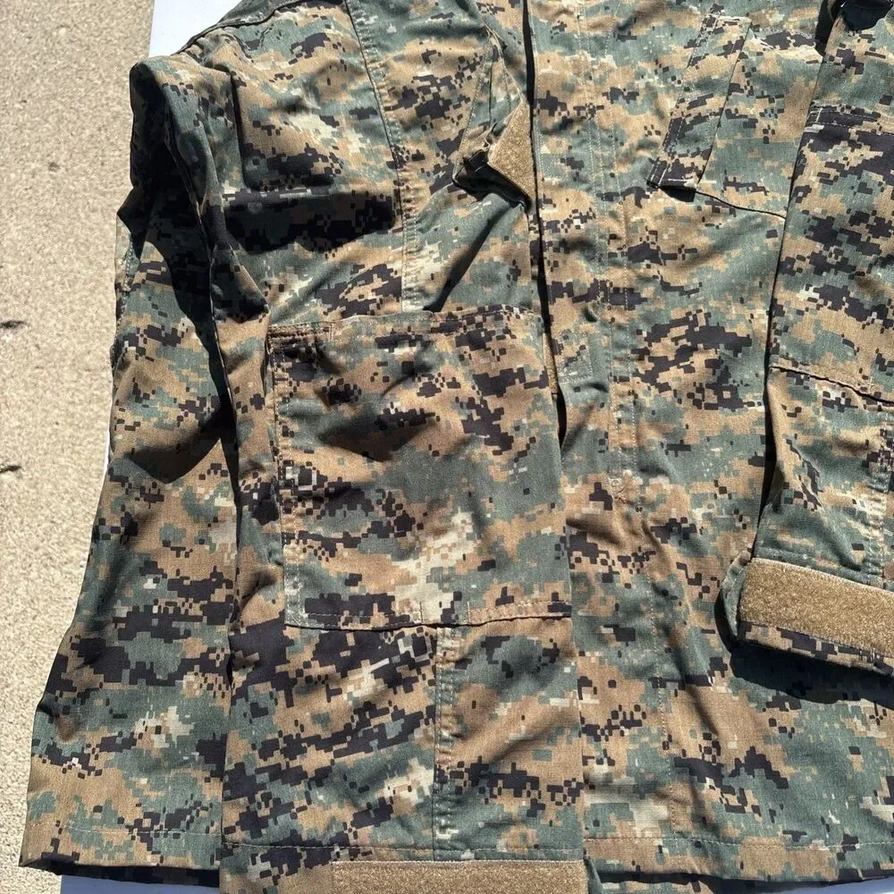 Tru-Spec Digital Camo Combat Shirt Unisex XL Long Green Brown Long Sleeve